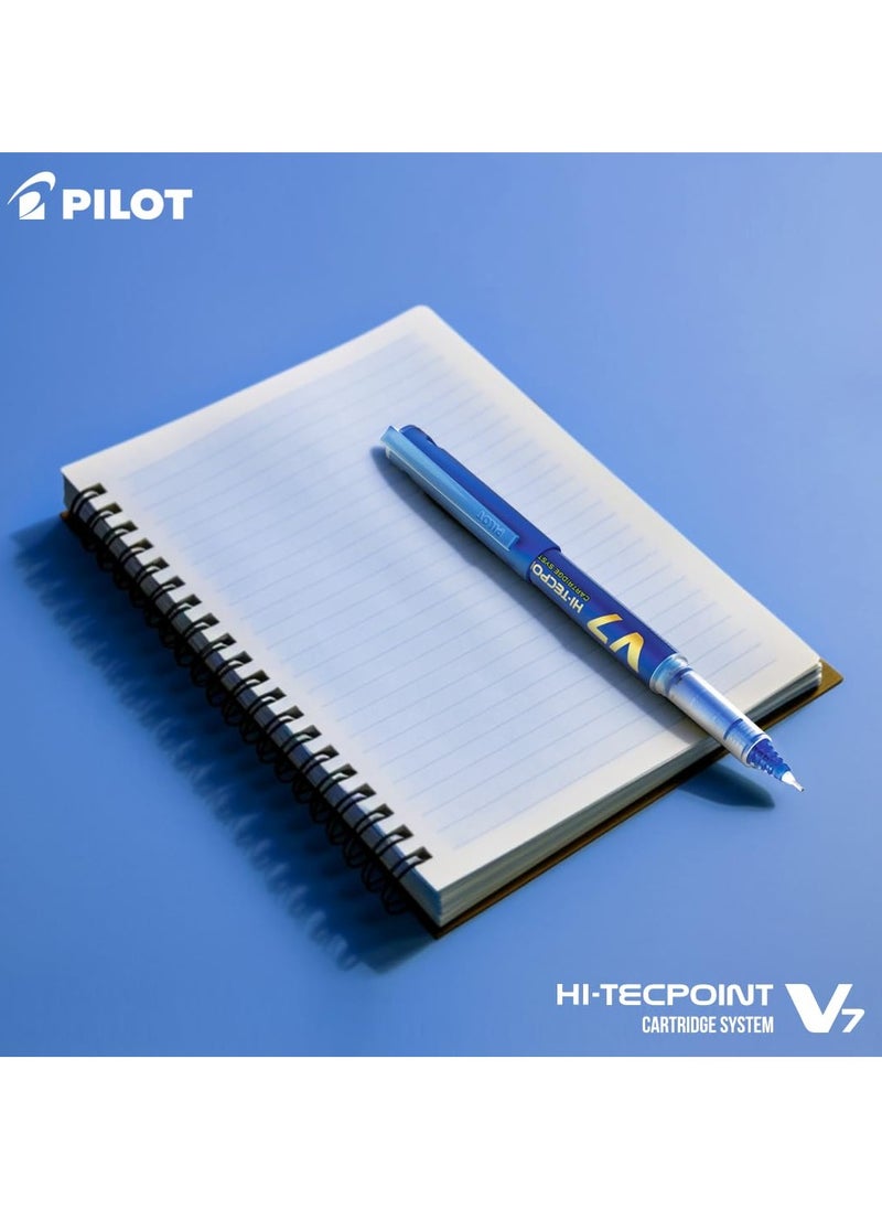 بايلوت قلم حبر جاف بايلوت V7 Hi-tecpoint مع نظام خرطوشة - 2 قلم أزرق، 4 خراطيش  - Image 5