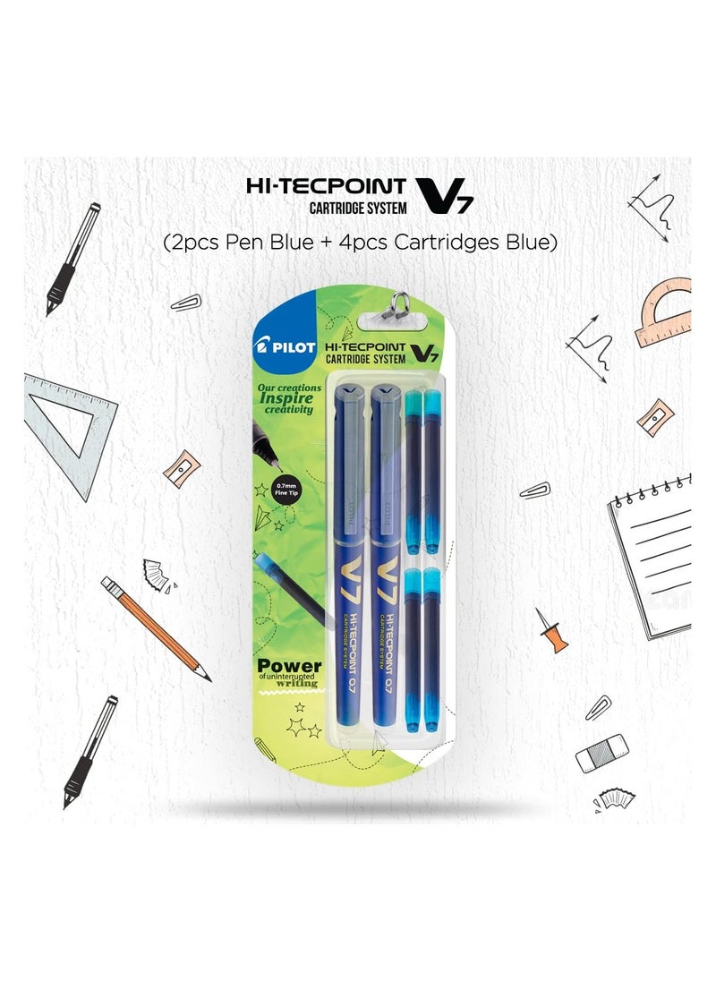 Pilot V7 Hi-tecpoint Roller ball pen with Cartridge System - 2 Blue Pens, 4 cartridges - pzsku/Z28B2F1B3291D5BFB8455Z/45/_/1732106477/49b9a7a6-6551-4911-a48d-bfeb3c3dedee