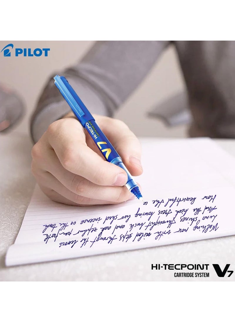 بايلوت قلم حبر جاف بايلوت V7 Hi-tecpoint مع نظام خرطوشة - 2 قلم أزرق، 4 خراطيش  - Image 3