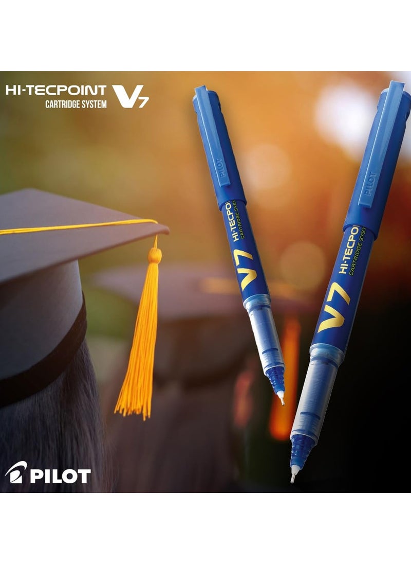 بايلوت قلم حبر جاف بايلوت V7 Hi-tecpoint مع نظام خرطوشة - 2 قلم أزرق، 4 خراطيش  - Image 4