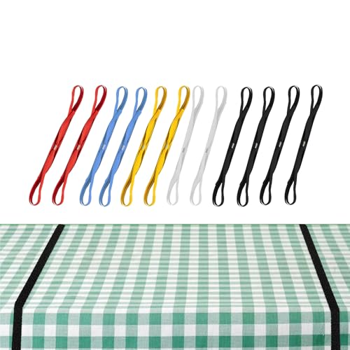 ECOHomes Table Cloth Holders for Outdoors & Picnic Table Bungees Straps (12 PCs Multicolor) - Outdoor Tablecloth Band Clips Hold Down Tableclothe Cover | Extra Strong Camping Rubber Bands Cord - Image 1