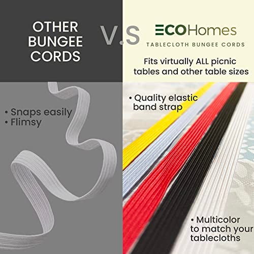ECOHomes Table Cloth Holders for Outdoors & Picnic Table Bungees Straps (12 PCs Multicolor) - Outdoor Tablecloth Band Clips Hold Down Tableclothe Cover | Extra Strong Camping Rubber Bands Cord - Image 4