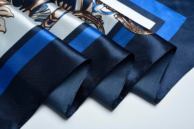 corciova Silk Like 35 x 35 Kerchief Neck Scarf Women Chains Navy Curly Headband Tie Sleeping Night Fashion Bandana Headscarf - Image 5