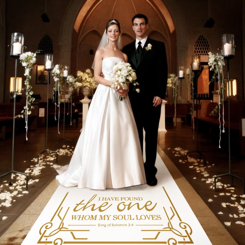 FrenzyBird Thickened Aisle Runner for Wedding CeremonyFeet White Aisle Runner Walkway for Indoor Outdoor Wedding Church Decorations ï¼ŒHalloween Parties can Also use a Carpetï¼Œ50g(Gold, 3x50Feet) - Image 1