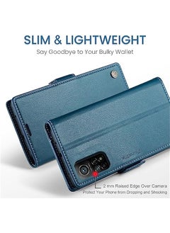 ماركة غير محددة حافظة جلدية مع RFID لهاتف Xiaomi 10T 5G \/ Xiaomi 10T Pro 5G، تصميم متين وعملي مع حامل بطاقات، اللون الأزرق  - Image 3