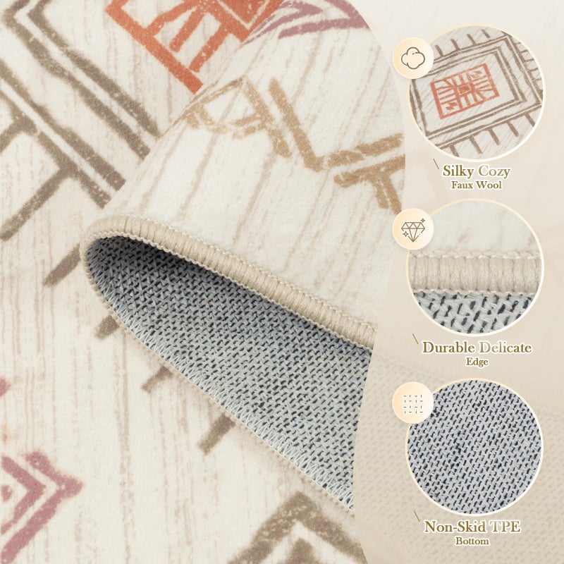 STARUIA Washable 8x10 Area Rug for Living Room, Beige Western Aztec Tribal Moroccan Area Rug, Boys Neutral Rug for Bedroom, Soft Non-Slip Non-Shedding Large Carpet Under Dining Table Home Office - Image 4
