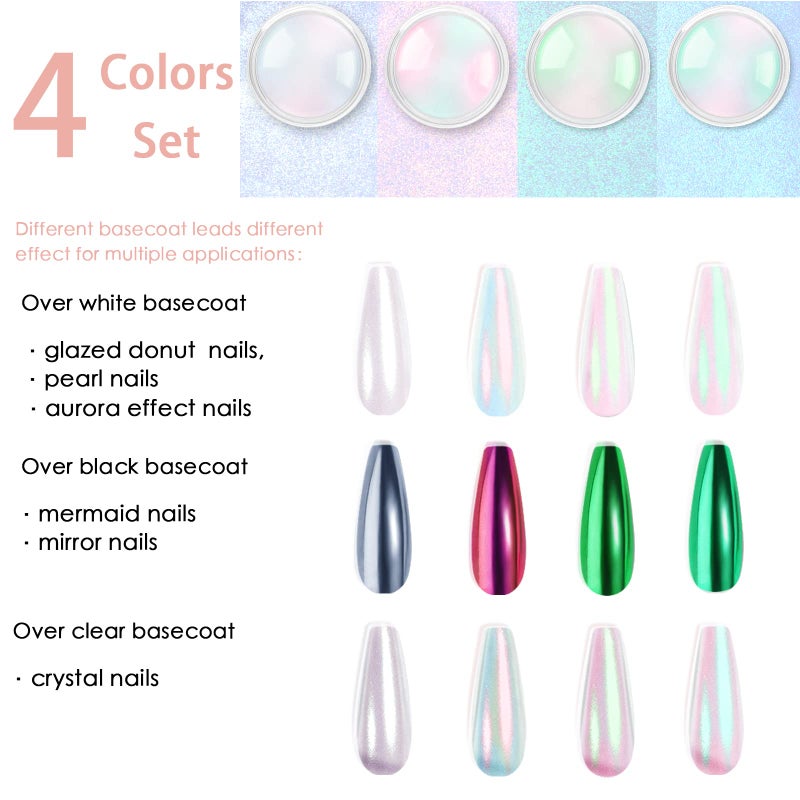 Allstarry Chrome Nail Powder Metallic Mirror Effect Pigment Iridescent Aurora, Mermaid Pearl Glitter Dust Kit for Gel Polish Nail Art Decoration, Resin Craft- Violet Green Emerald - Image 3