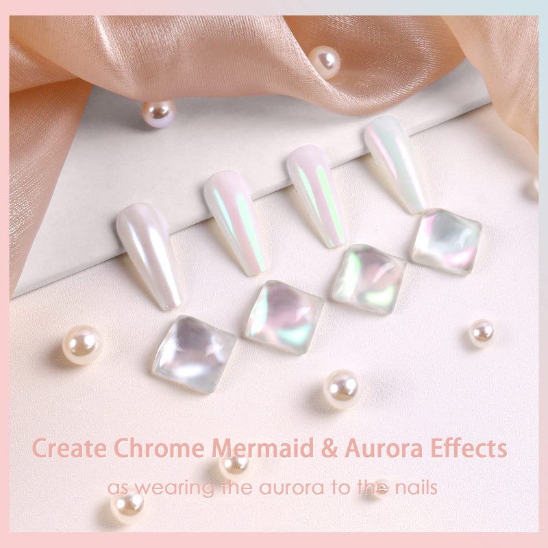 Allstarry Chrome Nail Powder Metallic Mirror Effect Pigment Iridescent Aurora, Mermaid Pearl Glitter Dust Kit for Gel Polish Nail Art Decoration, Resin Craft- Violet Green Emerald - Image 2