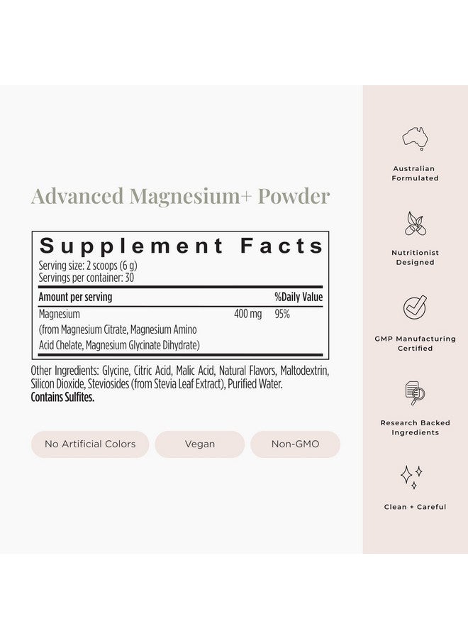 جي أس هيلث مسحوق المغنيسيوم المتقدم من JSHealth Vitamins مع جليسينات المغنيسيوم والسترات - مكمل غذائي غني بالمغنيسيوم بثلاثة أشكال من المغنيسيوم الحيوي، بتركيز 400 ملغ/الجرعة - Image 4