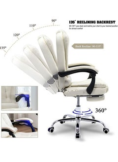 GoldenLike Office Chair,Ergonomic Home Gaming Chair PU Leather Swivel Adjustable Height Swivel Chair with Lumbar Support Footrest  - Image 4