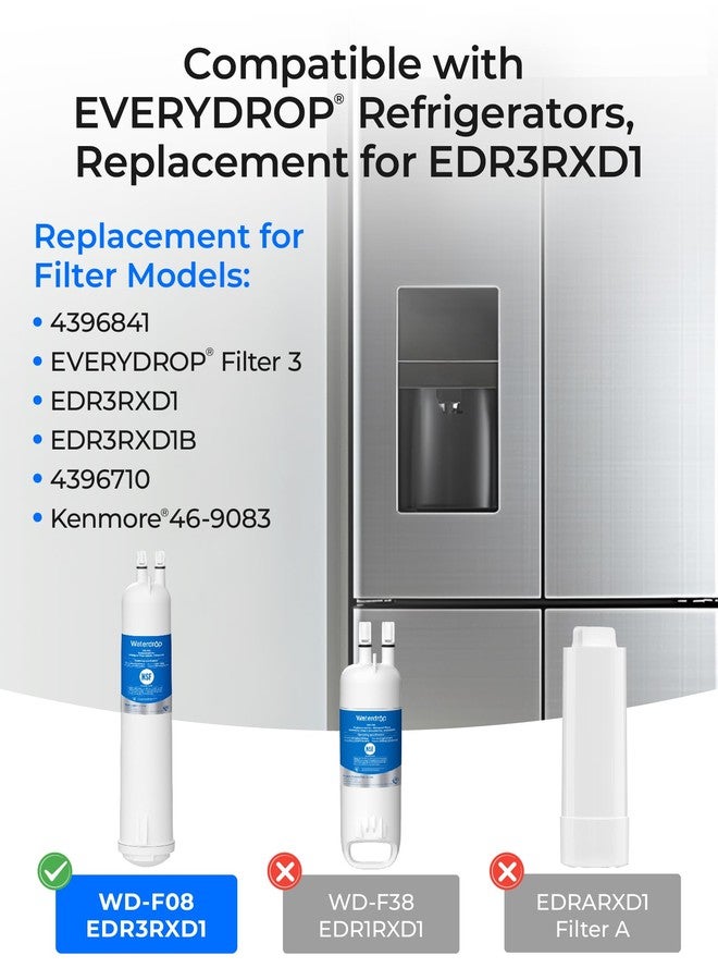 ووتر دروب فلتر مياه بديل من Waterdrop طراز EDR3RXD1 لفلتر Everydrop® رقم 3، 4396841، 4396710، WD-F08، وفلتر مياه ثلاجة Kenmore® رقم 46-9083، 46-9030، عبوة من 3 فلاتر - Image 2