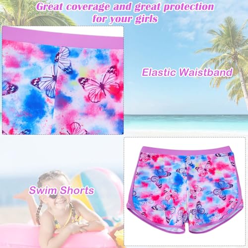 TUONROAD Girl's Rash Guard 2-Piece Swimsuit Set Teens 5 6 Yrs Old Butterflies Printed O Neck Long Sleeve Bikini with UPF 50+ Sun Protection for Pool Party Size 5 6 Dark Pink - Image 4