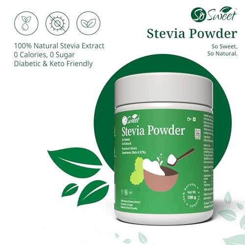 So Sweet Stevia Powder Zero Calorie Natural Sweetener - Sugar Free (Pack of 5) 100gm Each - Image 4