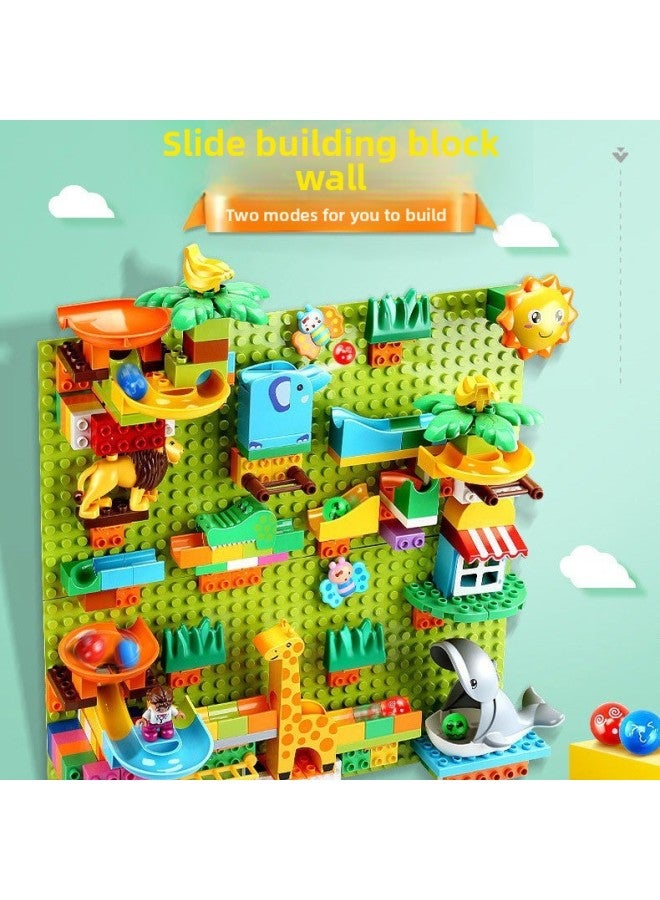 Large Particle Building Blocks Wall-Hanging Puzzle Household Wall-Mounted Assembled Toys For Boys And Girls Children-Color:651 Large Particle Building Block Wall Set (green) A Square - Image 3