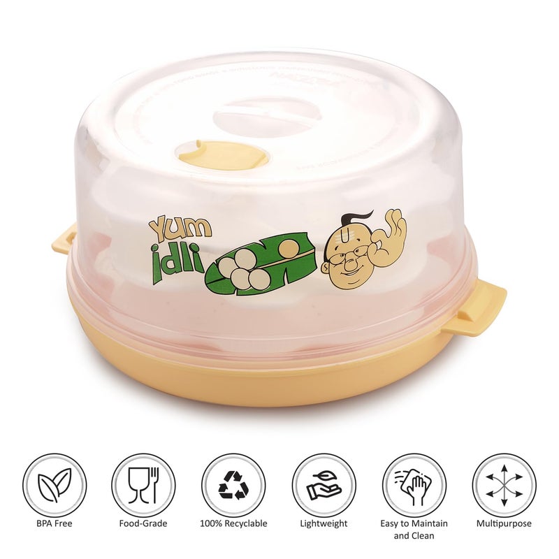 Nayasa Plastic Microwave Big Idli Maker | BPA Free & Food Grade | Make 12 Idlis | Ideal for Steaming Idlis, Pancakes, Modak, Momos | Yellow - Image 4