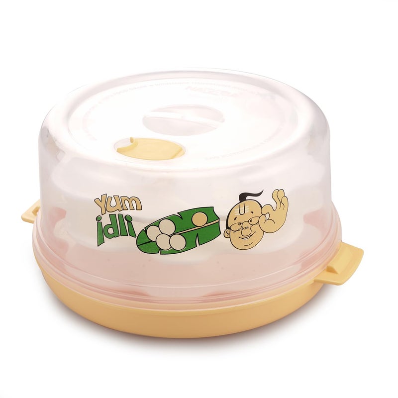 Nayasa Plastic Microwave Big Idli Maker | BPA Free & Food Grade | Make 12 Idlis | Ideal for Steaming Idlis, Pancakes, Modak, Momos | Yellow - Image 1