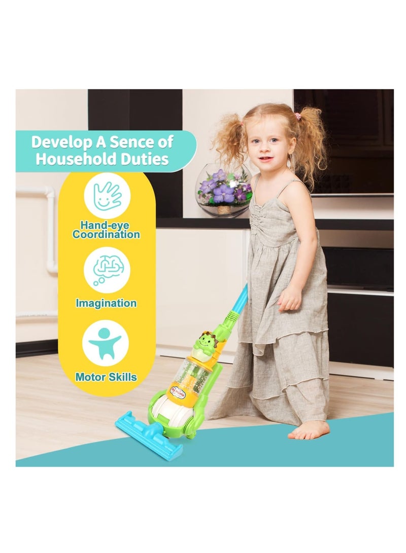 SOLARAE Kids Vacuum Cleaner Toy for Toddler, Pretend Kids Vacuum Cleaner with Light & Realistic Sounds, Pretend Role Play, Toy Vacuum Housekeeping Cleaning Play Set, Learning Toys for Children, Green - Image 2