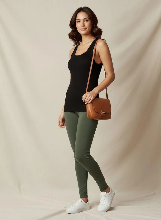 سبلاش فيڤ Slim Fit Tank Top with Ribbed Design and Scoop Neck