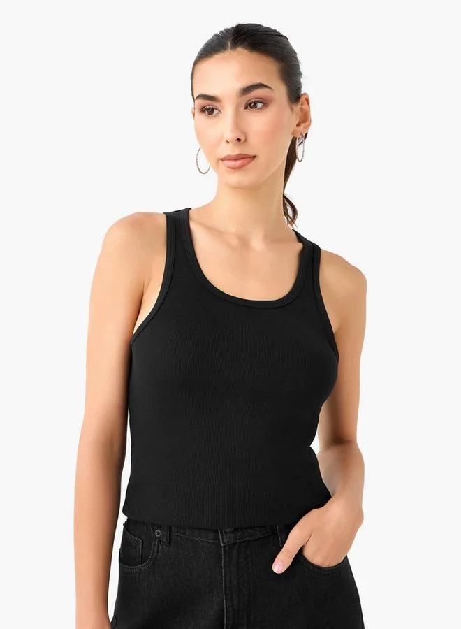 سبلاش فيڤ Slim Fit Tank Top with Ribbed Design and Scoop Neck