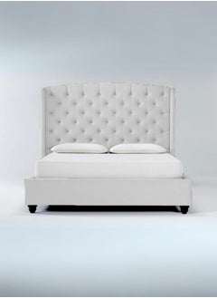 Bed and Mattress Zone Ottoman Tufted Upholstered Bed 200x180 King Size White Color 
