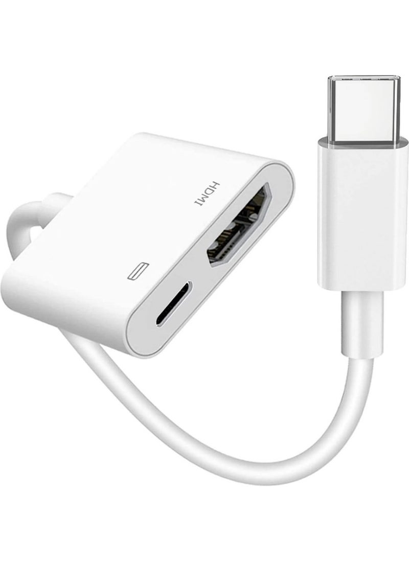 Techmaster كابل تحويل عرض HDMI مدخل شحن PD لهاتف آيفون 15 برو ماكس نوع-C  - Image 1