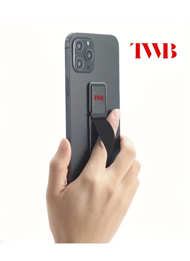 TWB High quality 4 in 1 magnetic mobile phone grip and holder back sticker strap non slip anti fall finger ring with desktop small bracket stand vertical and horizontal rose gold color  - Image 5