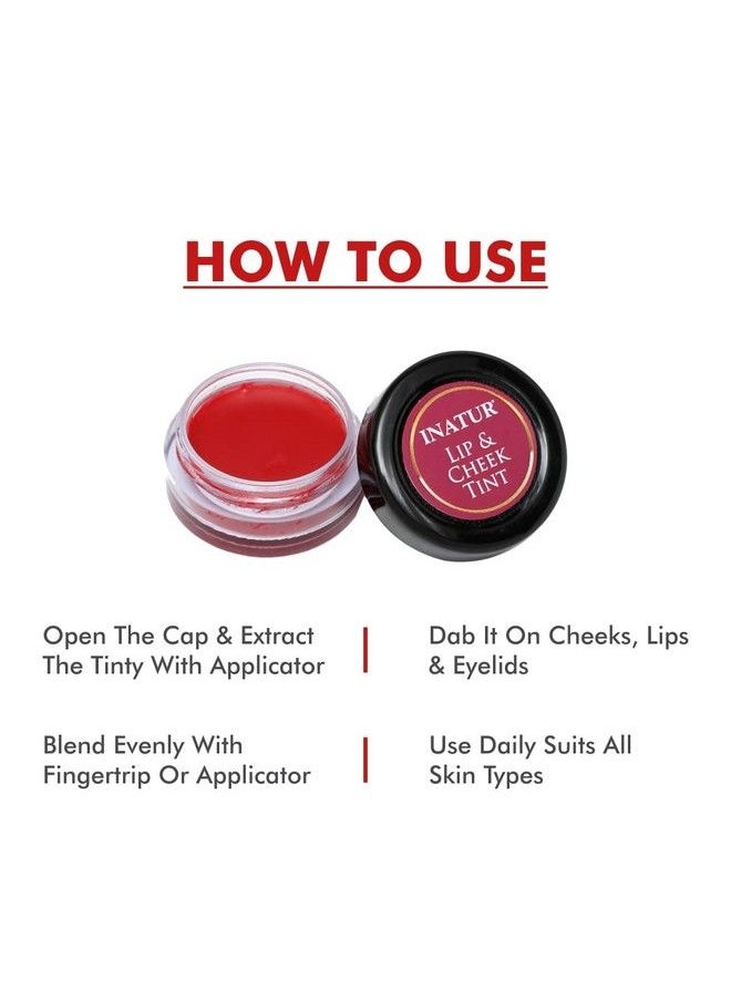 INATUR Lip & Cheek Tint ; Multiuse For Lips Cheeks And Eyes ; Moisturizes And Nourishes Dry Lips ; Vegan And Crueltyfree ; Longlasting ; Natural And Organic ; 4G (Cherry)  - Image 5