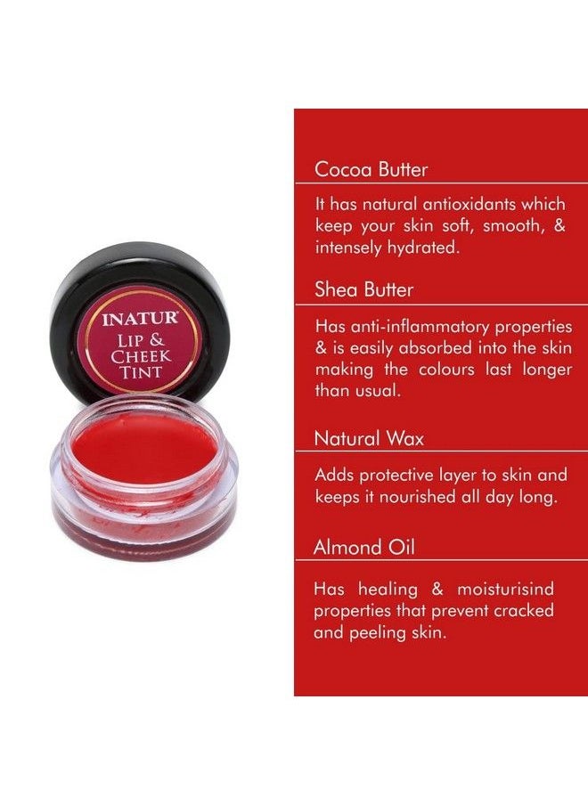 INATUR Lip & Cheek Tint ; Multiuse For Lips Cheeks And Eyes ; Moisturizes And Nourishes Dry Lips ; Vegan And Crueltyfree ; Longlasting ; Natural And Organic ; 4G (Cherry)  - Image 3