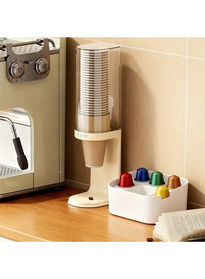 Large Beige Countertop Cup Holder No Drill Storage Rack Holds 40 50 Disposable Cups For Home Office Cafe - Image 1