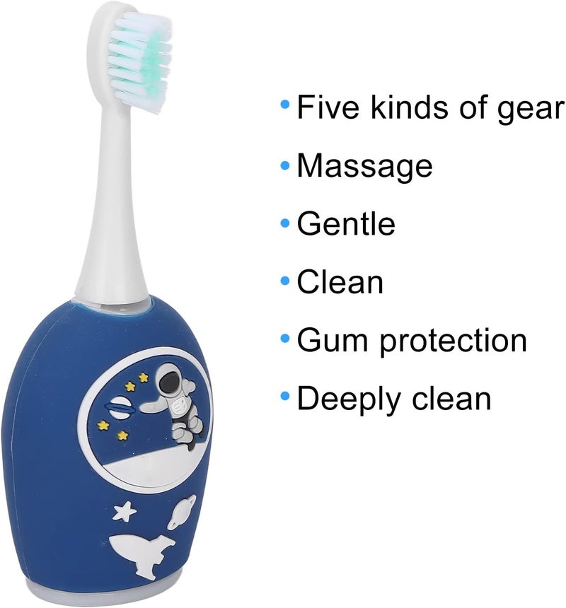 klarako Electric Toothbrush for Kids, Soft Silicone IPX7 Waterproof 360° Brushing Automatic Toothbrush Power Toothbrush for Children(blue) - Image 3