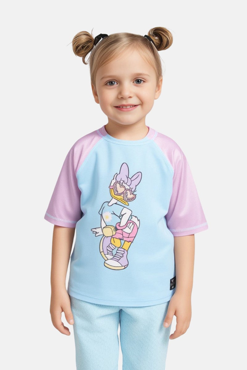 Lefties x Disney Kids Girl Graphic Print Short Sleeve Swimwear Top, Multicolor - Image 1