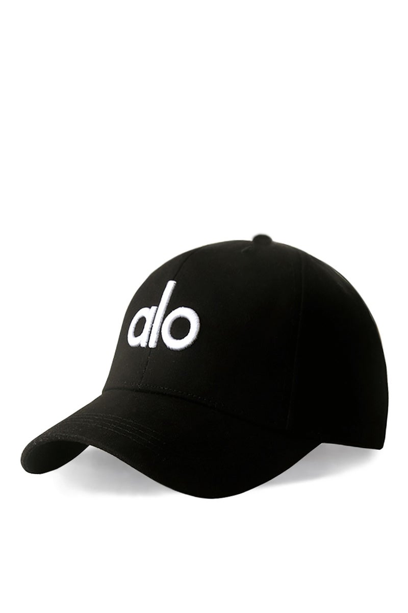 alo Black Baseball Cap  Contrast White Alo Embroidery