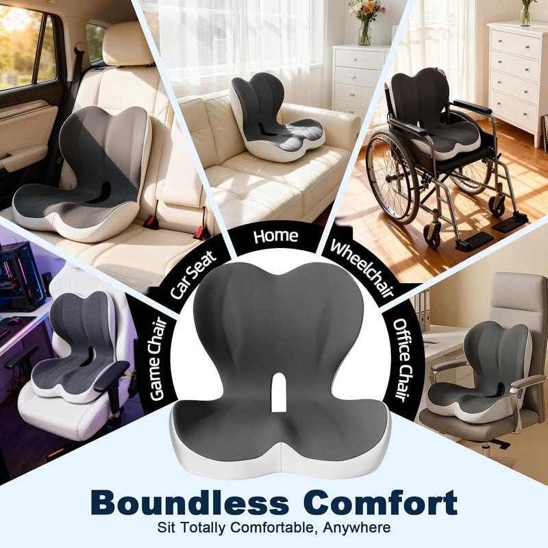 BLYPHOO Seat Cushion Lumbar Support Pillow, Upgraded Memory Foam Office Chair Cushion, Lower Back Support Cushion for Car Home Wheelchair, Long Sitting Pain Relief with Washable Cover - Image 5