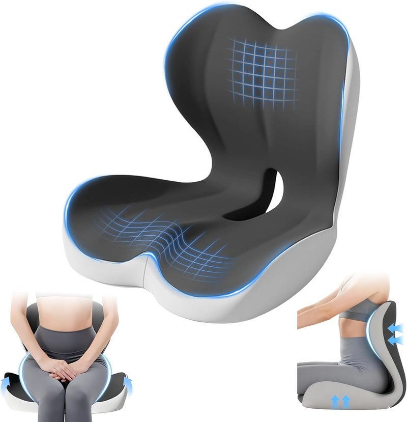 BLYPHOO Seat Cushion Lumbar Support Pillow, Upgraded Memory Foam Office Chair Cushion, Lower Back Support Cushion for Car Home Wheelchair, Long Sitting Pain Relief with Washable Cover - Image 1
