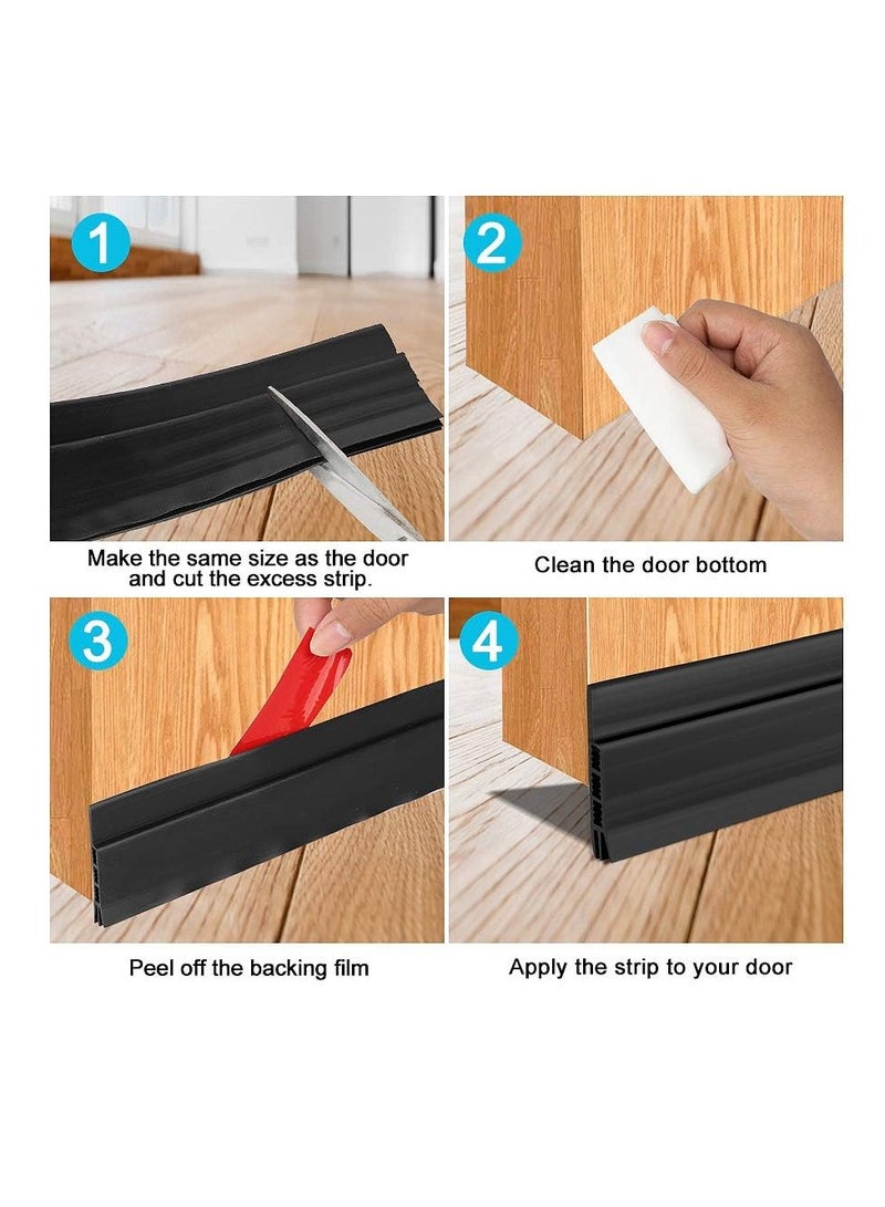 TRASSLE 2 Door Draft Stopper, Under Door Sweep for Exterior & Interior Doors, Weather Stripping Door Seal, Garage Window Blocker Noise Cold Air Insulation, Draft Guard - Image 2