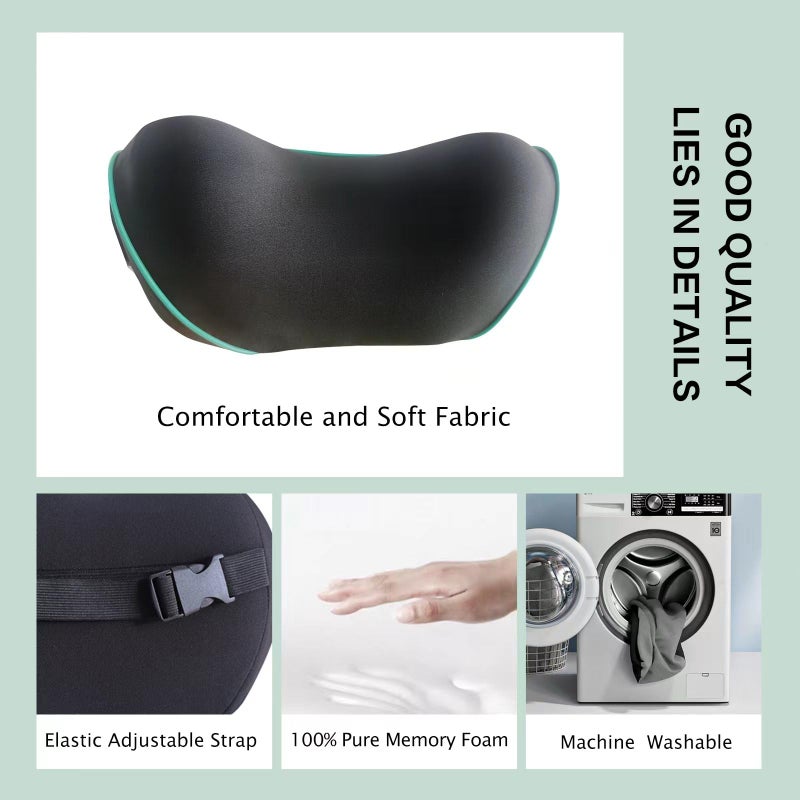 SPRFUFLY Really Soft Car Headrest Pillow, Car Pillow for Driving with Adjustable Strap, 100% Memory Foam Neck Pillow, Breathable Removable Cover & Ergonomic Design - Travel Car Neck Pillow(Lightblue Side Rope) - Image 3