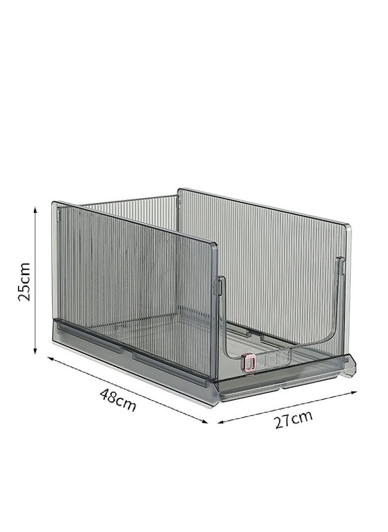 2-PCS Foldable Stackable Clear Plastic Closet Storage Basket, Wardrobe Organizer, Bin Sweater Drawer Shelf, Closet Storage Container, Drawers Organizer, Wardrobe Drawer Separators for Home office