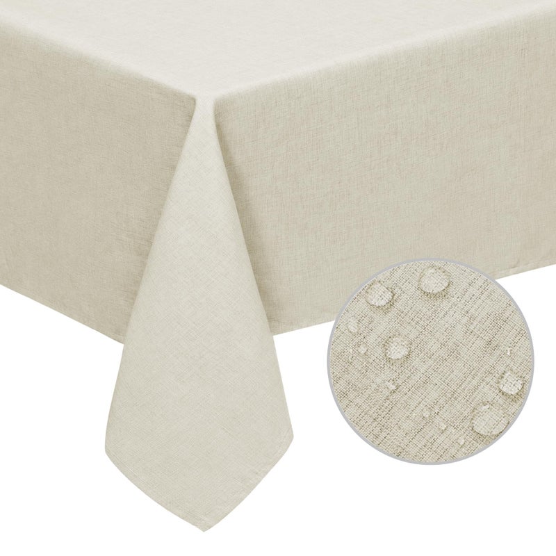 EasyGoing Faux Linen Waterproof SpillProof Tablecloth Stain Resistant Rectangle Table Cloth Wrinkle Free Decorative Fabric for Kitchen Dining Party Weddings Restaurants 60x84 in Beige