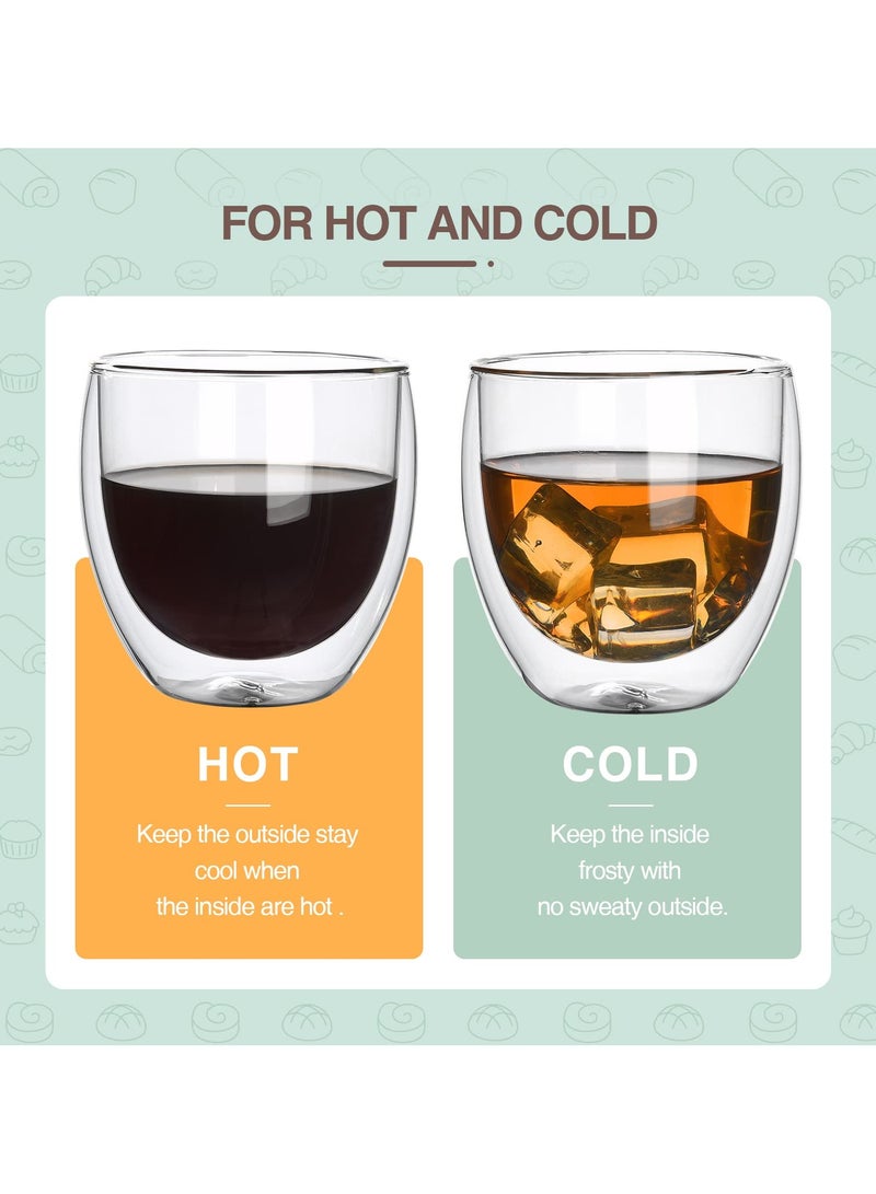 AAS ECOM Espresso Cup Shot Glass Coffee Set of 2 - Double Wall Insulated Glass Tumbler With Handle Everyday Coffee Cup Ideal For Espresso And Coffee Machines (80ML)  - Image 4