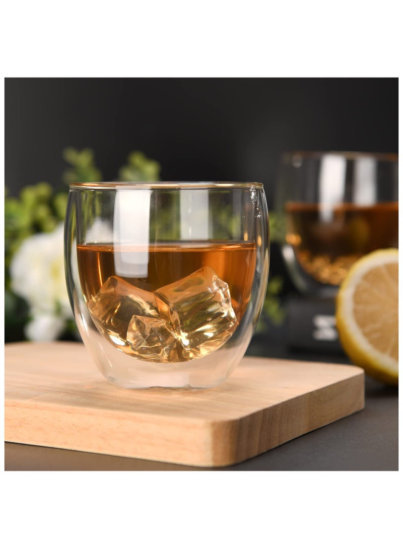 AAS ECOM Espresso Cup Shot Glass Coffee Set of 2 - Double Wall Insulated Glass Tumbler With Handle Everyday Coffee Cup Ideal For Espresso And Coffee Machines (80ML)  - Image 3