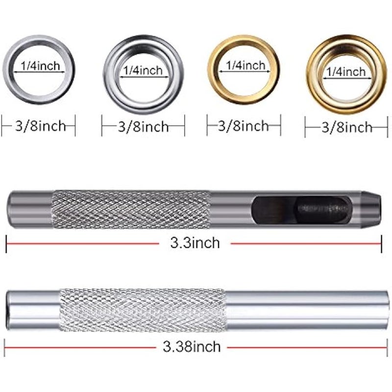 1/4 Inch Grommet Kit 200 Sets Grommets Eyelets with 3 Pieces Install Tool Kit (2 Colors A) - Image 3