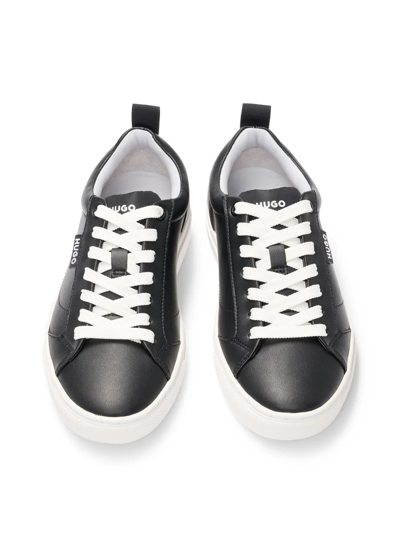 هوجو Cupsole trainers in faux leather with logo flag