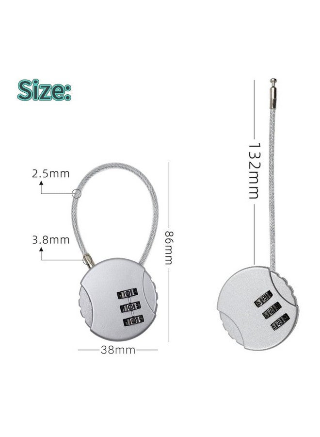 ANZAILALA Number Lock Combination Lock With Zinc Alloy Steel Cable Lock Small Locks For Travel Suitcase, Backpack, Lockers, Case, Toolbox (Pack Of 2 - Black, Silver) - Image 3