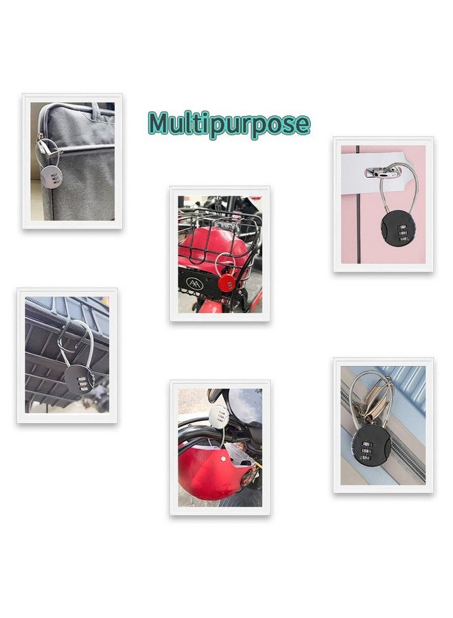 ANZAILALA Number Lock Combination Lock With Zinc Alloy Steel Cable Lock Small Locks For Travel Suitcase, Backpack, Lockers, Case, Toolbox (Pack Of 2 - Black, Silver) - Image 2