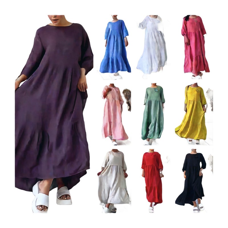 Women's Casual Long Sleeve Drawstring Back Tie Dress with Shirring Detail - Image 1