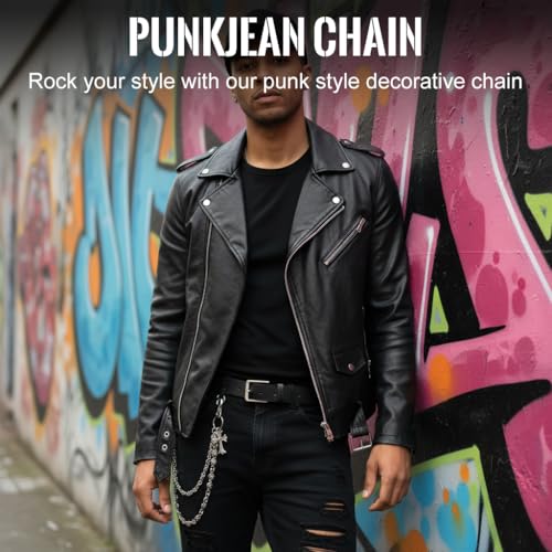 GUSTAVE® Layered Pants Chain for Men Wallet Chain Pants Chains Double Cross Pocket Chains Punk Trousers Jeans for Biker Heavy Skull Belt Goth Accessories - Image 5