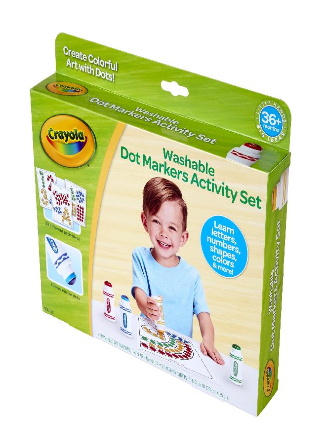 Crayola Washable Dot Markers Activity Set, 30 Toddler Coloring Pages & 4 Washable Markers, Dot Paints for Toddlers, Toddler Gifts, Ages 3+ - Image 3