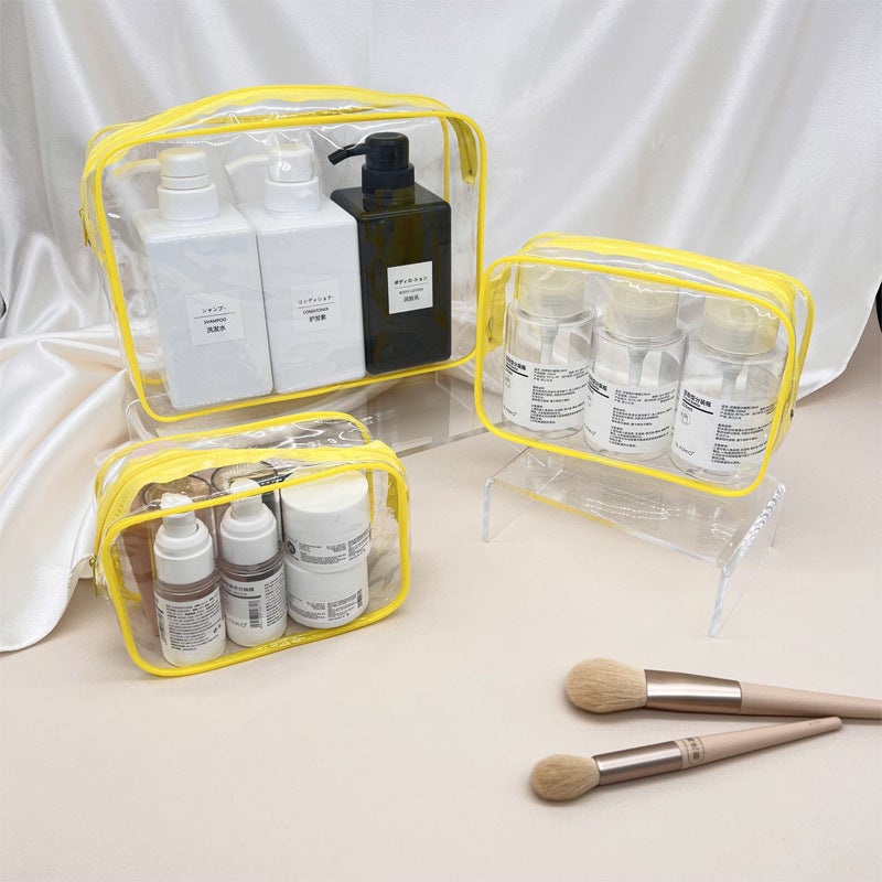 Foreign trade special large capacity PVC wash bag portable easy storage cosmetic bag transparent travel waterproof travel Yellow