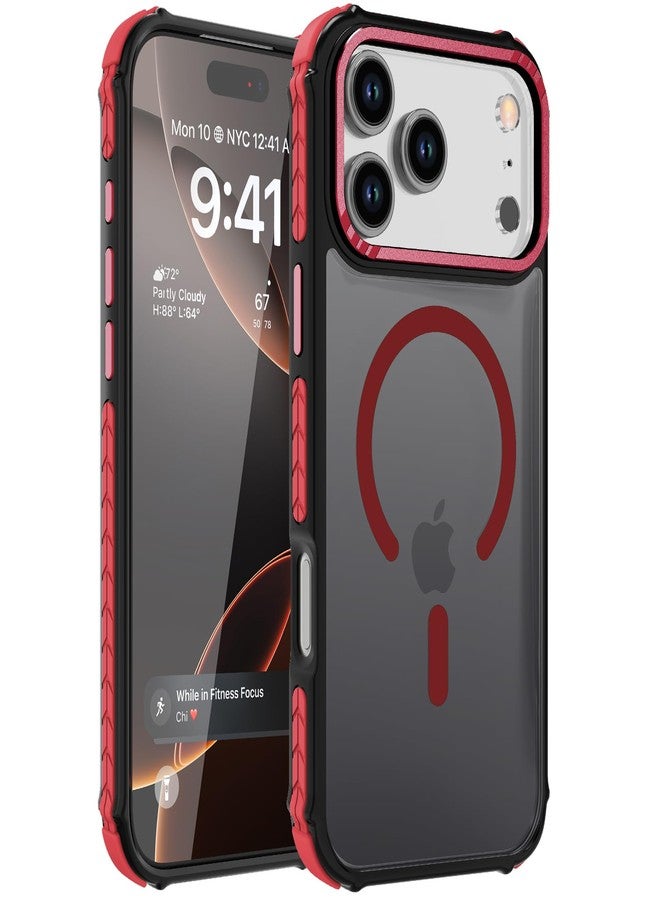 DEERLAMN Strong Magnetic Case for iPhone Pro Max 6.9-Inch,[Compatible with Magsafe] Translucent Matte Slim Shockproof Protective Phone Cover for Women Men-Forest Red - Image 1