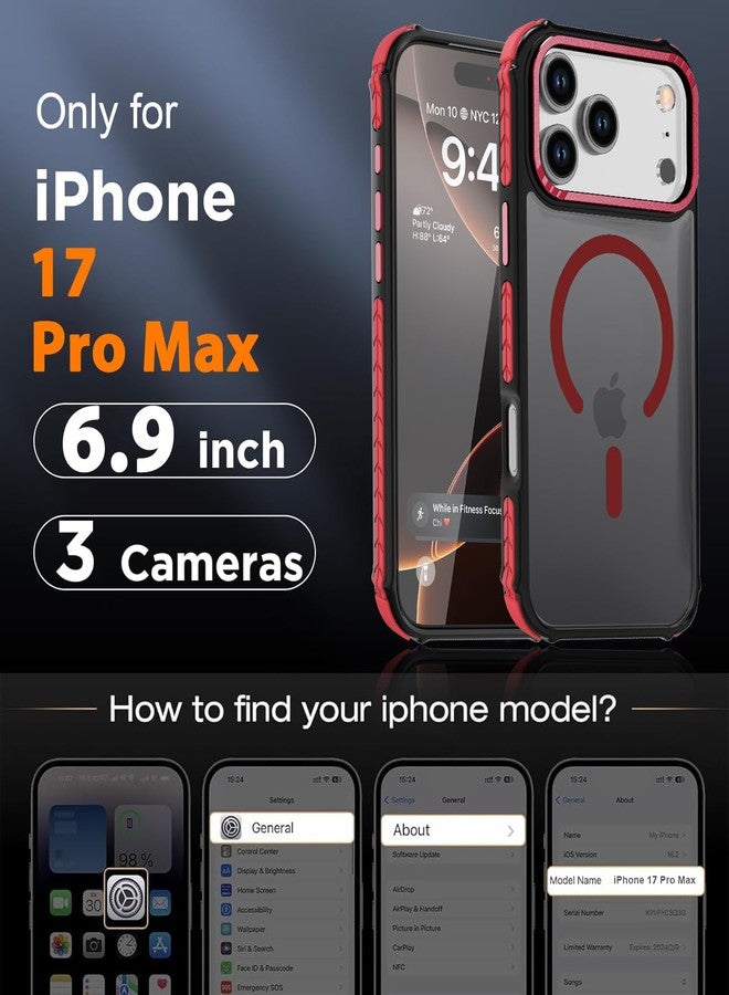 DEERLAMN Strong Magnetic Case for iPhone Pro Max 6.9-Inch,[Compatible with Magsafe] Translucent Matte Slim Shockproof Protective Phone Cover for Women Men-Forest Red - Image 2